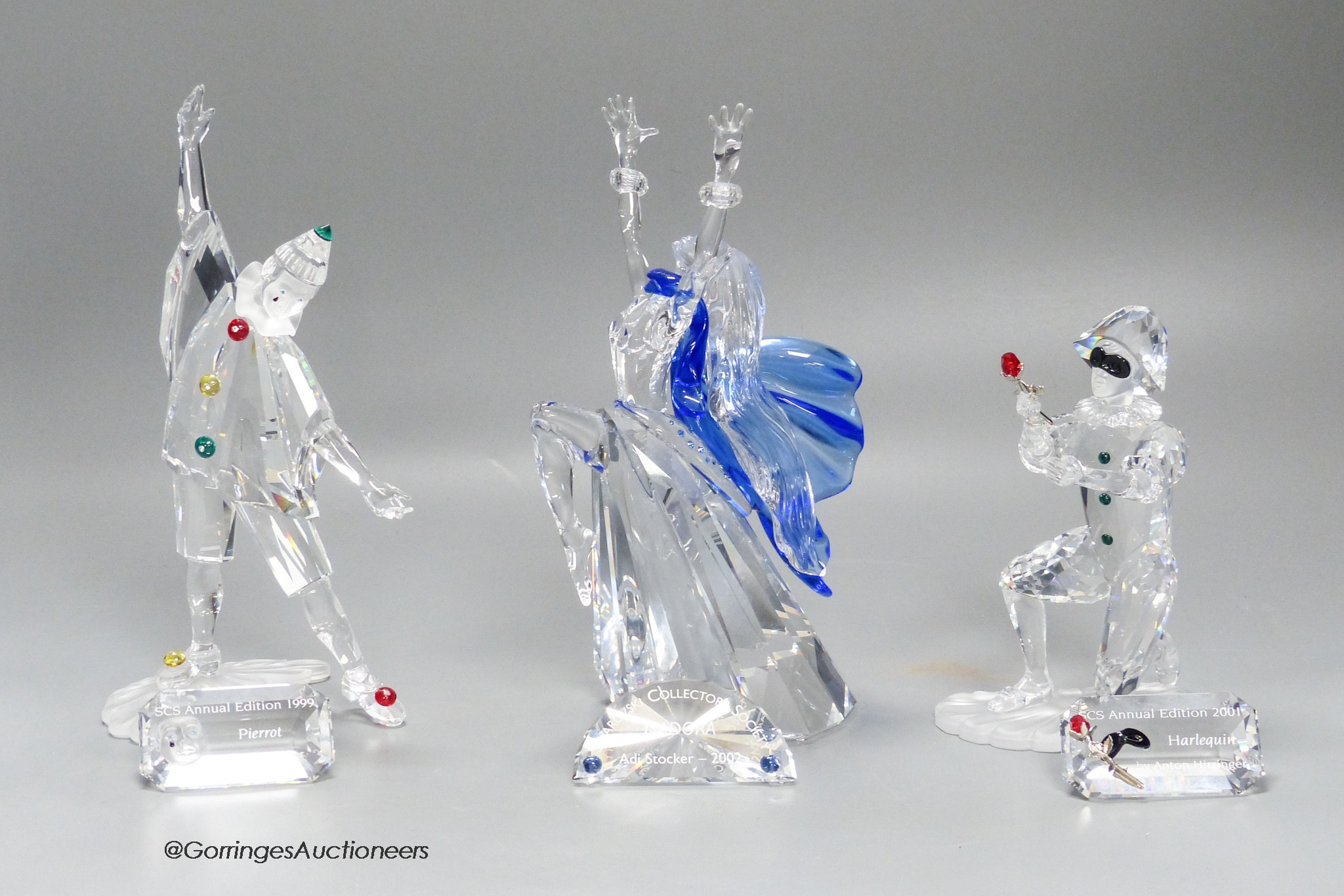 Swarovski Magic of Dance Isadora, and Masquerade Harlequin and Pierrot, all boxed